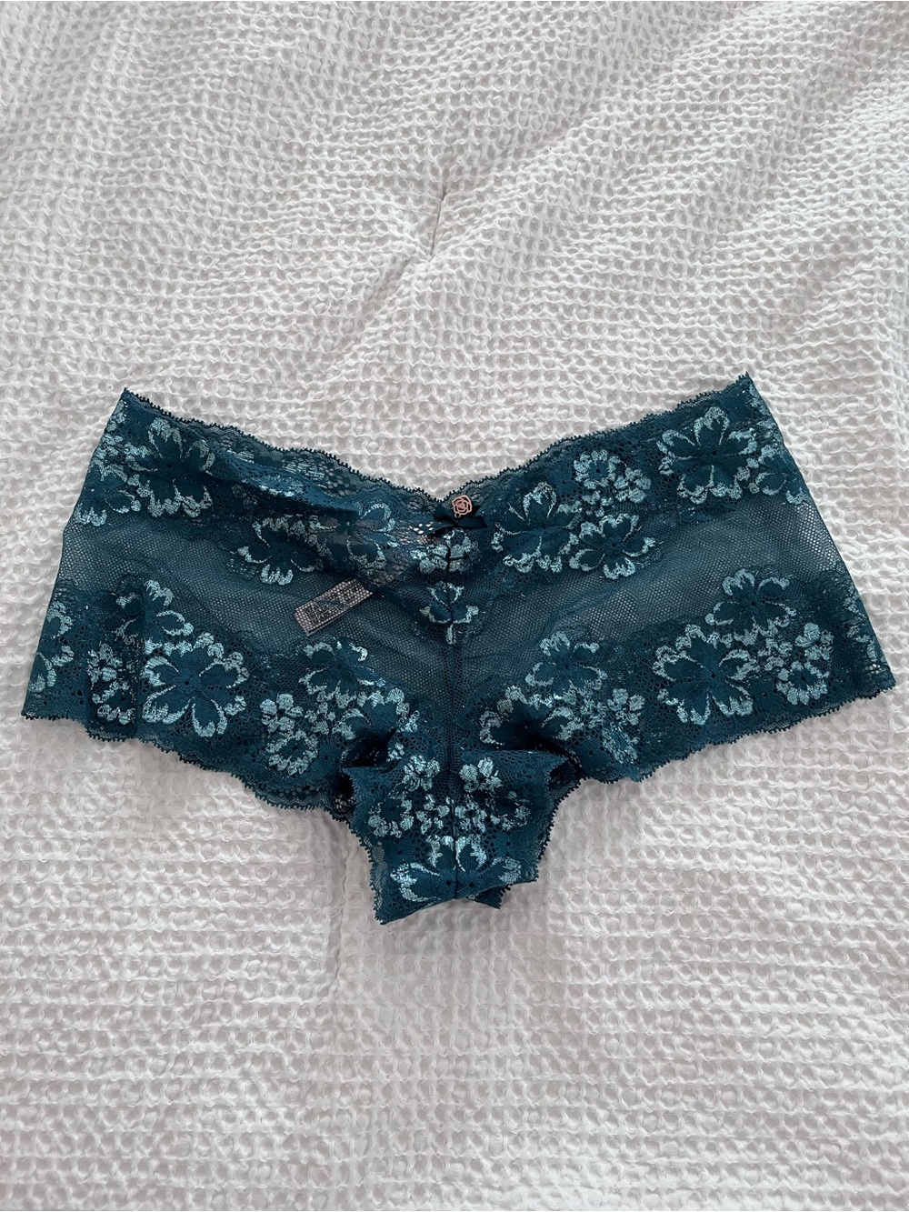 Victoria's Secret Teal Floral Lace Boyshort